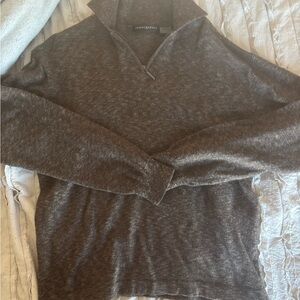 Jhane Barnes Brown Quarter-Zip Sweater 100% wool